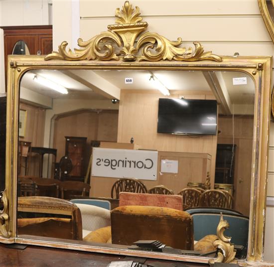 A Victorian giltwood overmantel mirror, W.125cm